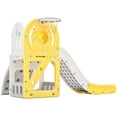 thumbnail image 4 of 4-in-1 Climber and Slide Set, Toddler Slide Set, Freestanding Slide Set with Climber and Basketball Hoop, Playground Climber Slide Playset, for Indoor Outdoor Backyard Playground, Yellow, 4 of 7