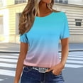 thumbnail image 2 of Htigea Women Crew Neck Fitted Tight Tshirt Short Sleeve Shirt Basic Knit Top Today Deals Sky Blue,XL, 2 of 5