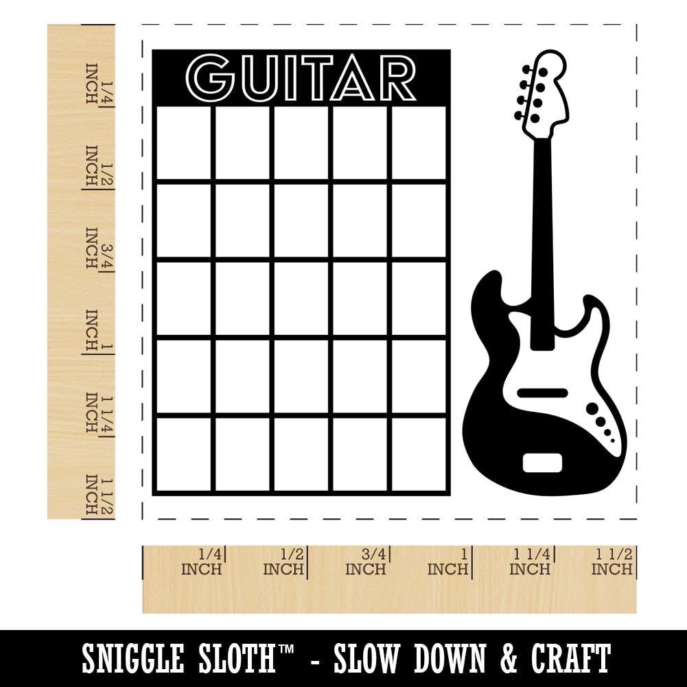 Electric Bass Guitar Chord Chart Self-Inking Rubber Stamp Ink Stamper - Blue Ink - Large 1-1/2 Inch