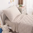 thumbnail image 3 of Kelnaro 4 Piece Khaki Toddler Bedding Set – Soft Microfiber Fitted Sheet, Quilt, Flat Sheet & Pillowcase, Fade & Shrink Resistant, Machine Washable, 3 of 5