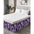 thumbnail image 4 of Purple Stripe Wrap Around Bed Skirts for Queen Bed 16" Drop,Bed Skirt with Adjustable Elastic Belt Dust Ruffle Bed Valance for Bedroom Black Grey White Gradient Striped Geometric Bed Frame Cover, 4 of 7