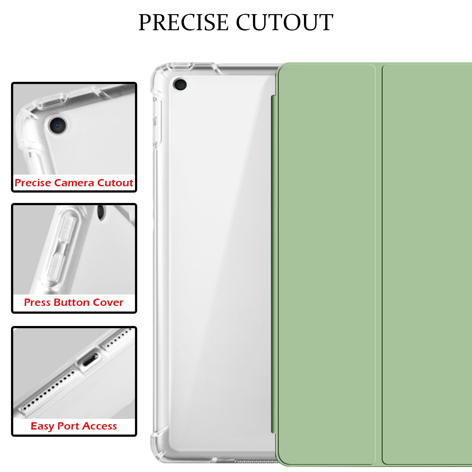 iPad 9th 2021 8th 2020 7th 2019 Generation [iPad 9 iPad 8 iPad 7 ] 10.2 Inch A2602 A2270 A2197 MK663LL/A MK673LL/A MYN62LL/A MW6Y2LL/A Clear Back TPU Silicone Back Printed Case Pencil Holder - Green