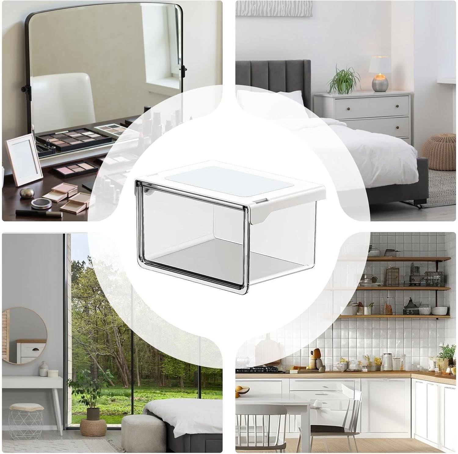 Drawer Storage Box Transparent Lipstick Cotton Swab Holder for Home Use