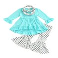 thumbnail image 1 of Little Girls Ruffle Flare Tunic Dress Top Striped Leggings Pants 2PC Outfits Set, 1 of 6