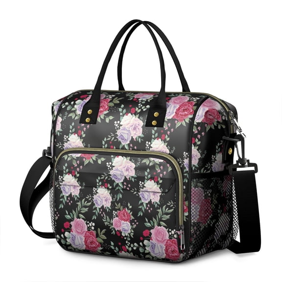 Pioneer Flower Floral Print Pattern Womens Lunch Box for Work,Insulated Large Lunch Bag for Tween and Teen,Loncheras Para Mujer,Leakproof Adult Lunch Bag for Work,Beach,Travel,Picnic,Camping