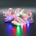 thumbnail image 2 of Disney zapatos para niños frozen elsa niñas sandalias con punta de malla zapatos de playa moda ins frozen princesa fondo suave led light sandals32-Insole 19.9 CM Gao Jinjia LED, 2 of 2