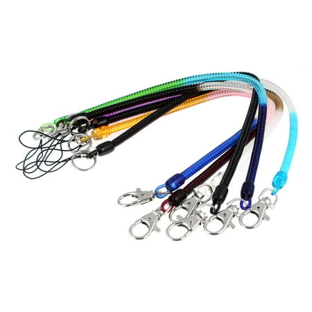 Keys Holder Lobster Clasp Colorful Telephone Line Coil Strap Lanyard 6 Pcs