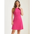thumbnail image 2 of DARING DIVA Work Solid Color Sleeveless A-Line Flared Dresses XS Hot Pink, 2 of 6