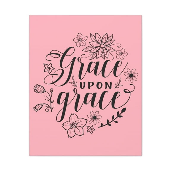 Scripture Walls John 1:16 Grace Upon Grace Pink Bible Verse Canvas Christian Wall Art Ready to Hang Unframed