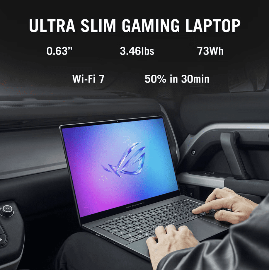 ASUS ROG Zephyrus G14 AI Gaming Laptop 14.0in 120Hz 2.8K Display (AMD Ryzen AI 9 HX 370, GeForce RTX™ 5070 Ti 12GB, 32GB LPDDR5X, 4TB PCIe SSD, RGB KB, WiFi 7, Webcam, Bluetooth 5.4, Win 11 Pro)