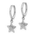 thumbnail image 2 of Primal Silver Sterling Silver Rhodium-plated Hoops with Cubic Zirconia Star Dangle Earrings, 2 of 5