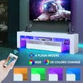 thumbnail image 3 of TV Stand with LED Lights for 60/65/70 Inch TV, Modern Gaming Entertainment Center, High Gloss Television Stands Media Console with Glass Shelves and 2 Drawers for Living Room, Bedroom, White, 3 of 9