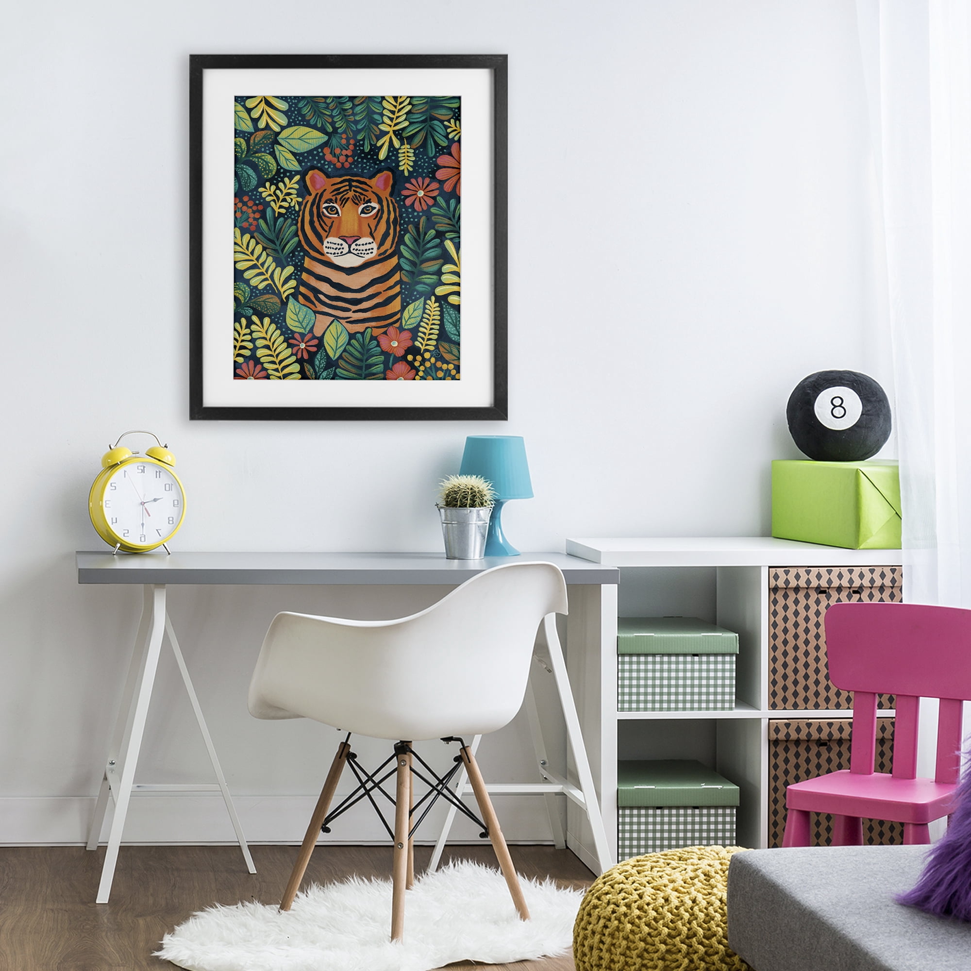 Stupell Industries Exotic Leaf Pattern Tiger Black Framed Print Under Glass, design by Lisa R Dumm