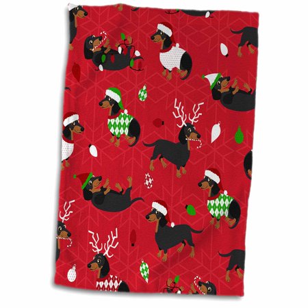 3dRose Christmas Dachshunds Pattern - Towel  15 by 22-inch (twl_310742_1)