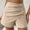 Beige, variant on USSUMA Festival Gift Linen Shorts for Women Solid Color Bike Pull-on Mid Waist Split with Button Pleated Slim Soft Shorts Tailored Fit Shorts for Women for Work Beige L