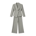 thumbnail image 5 of MLCDZ Women's 2 Piece Business Casual V Neck Long Sleeves Suit Set Blazer and High Waisted Wide Leg Loose Pants Dressy Work Office Outfits for Women, 5 of 9