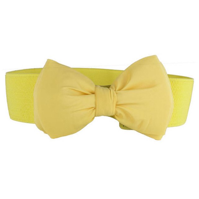 Minnieouse Cinturón de pajarita portátil para mujer, cinturón elástico a la moda para fiestas y banquetes, banda de cintura ajustable de cuero PU de Cinturones Amarillo Minnieouse PS9259-02