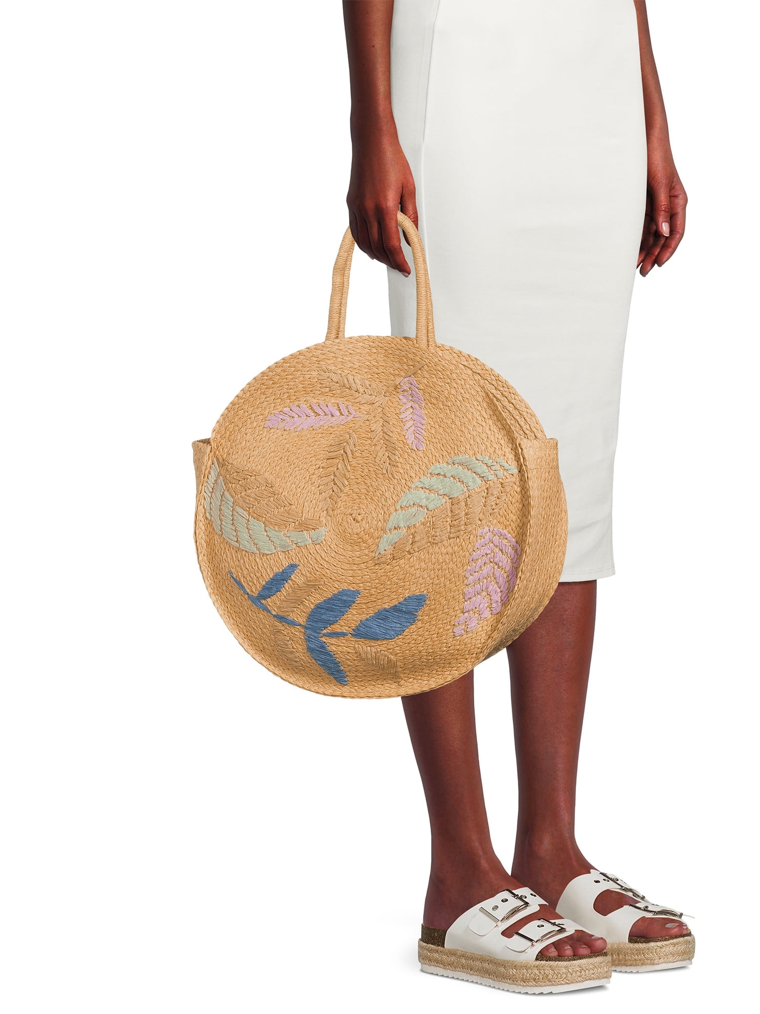 Faherty Women's Round Straw Tote Bag