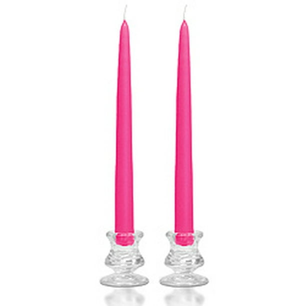 1 Pair Taper Candles Unscented 10 Inch Hot Pink Tapers .88 in. diameter