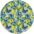 thumbnail image 2 of muroi Citrus Lemons Blue Butterfly Fitted Round Tablecloth Waterproof Table Cloth with Elastic Edge Wipe Clean Table Cover for Indoor Outdoor Fits 45"-50", Medium, 2 of 6