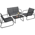 thumbnail image 2 of 4-Piece Outdoor Patio Furniture Set with Loveseat, 2 Textilene Chairs & Tempered Glass Table – All-Weather Rust-Resistant Conversation Set for Backyard, Deck, Garden (Grey), 2 of 8