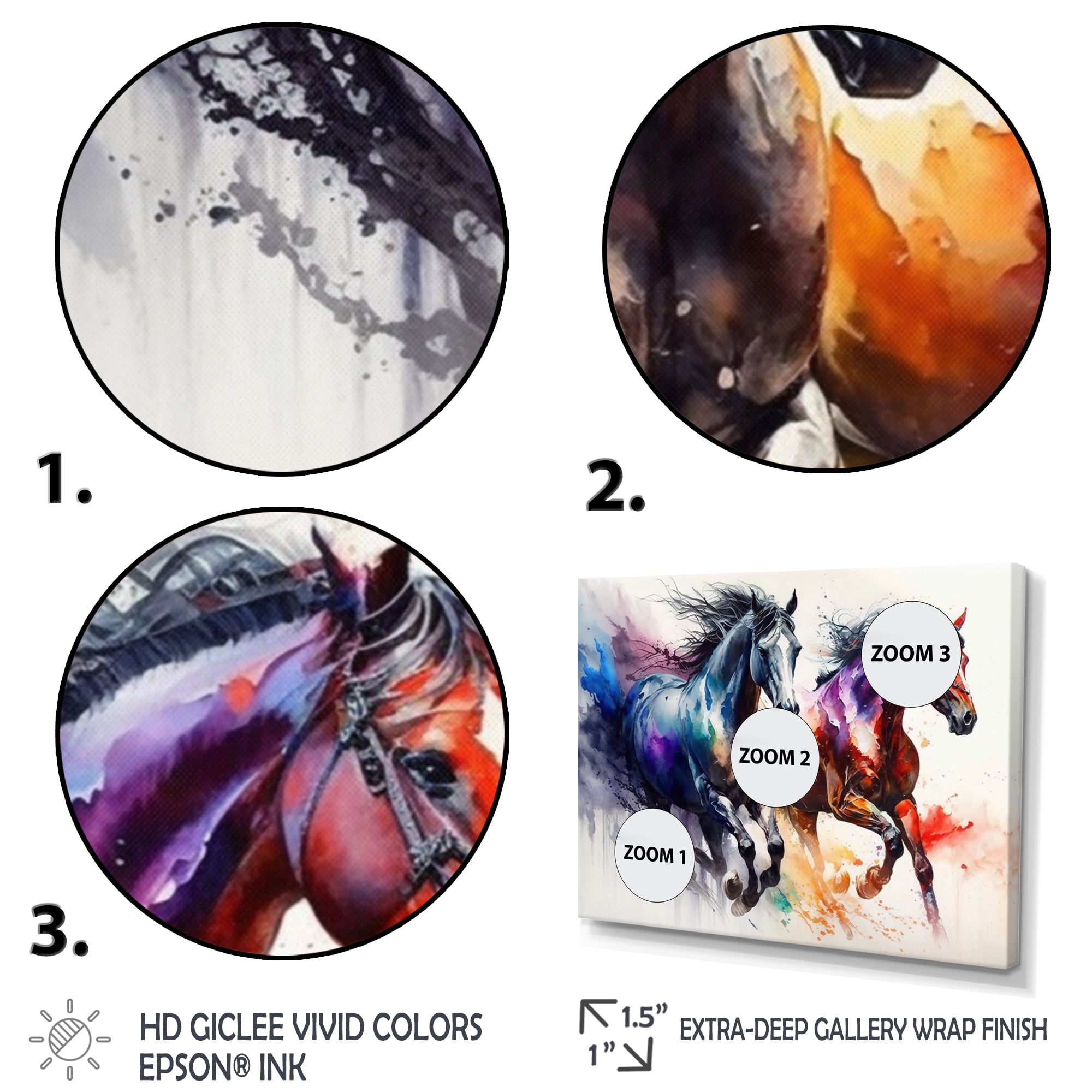 Designart Horses Running II Canvas Wall Art