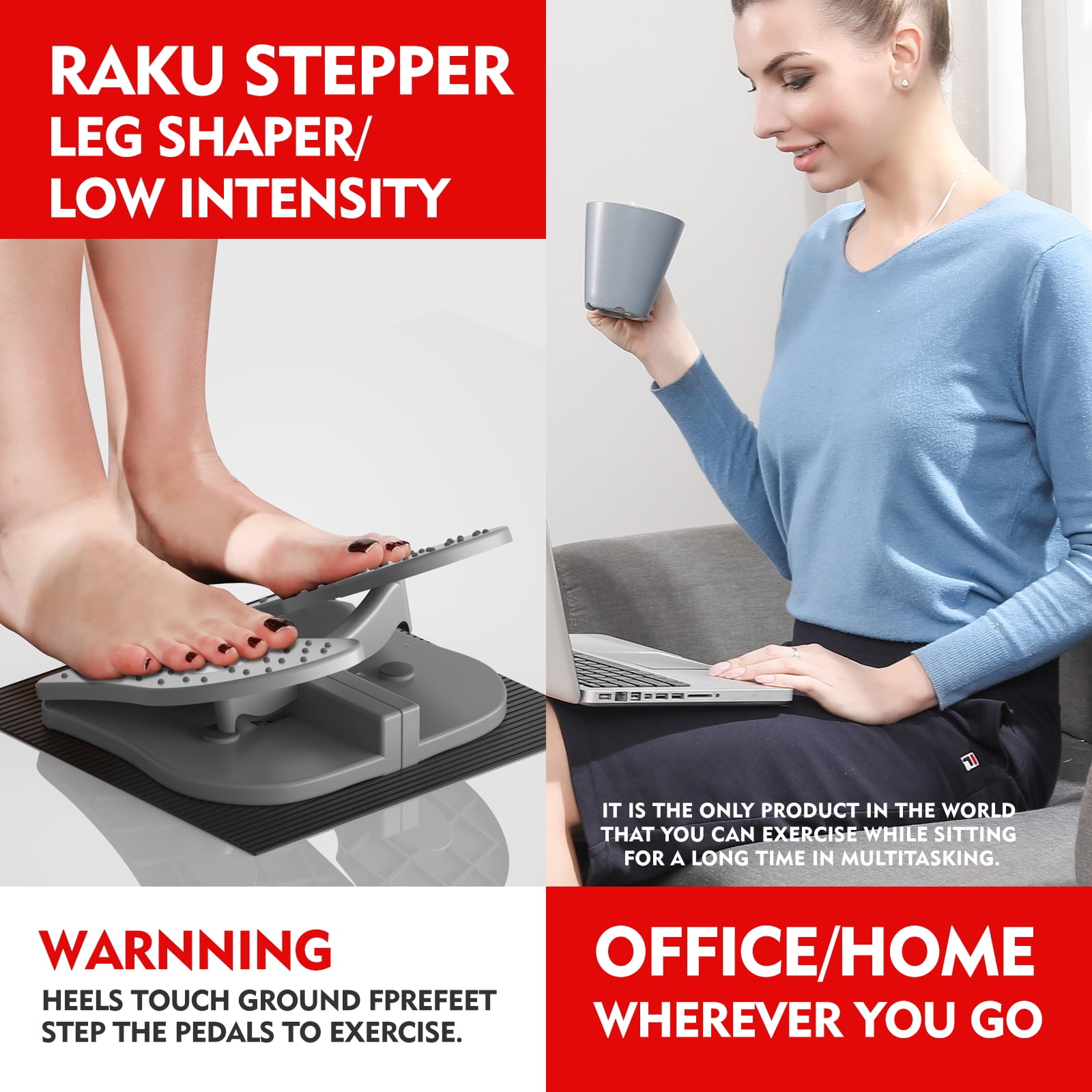 MBB Mini Foldable Foot Pedal Exerciser Machine Under Desk Portable