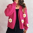 thumbnail image 2 of Womens Y2K Cardigan Sweaters Long Sleeve Open Front Cropped Flower Knit Cardigan Aesthetic Shrug Back to College Outfits, 2 of 3