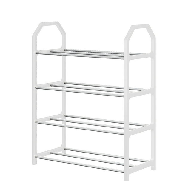 EGNMCR Étagère à Chaussures Étagère à Chaussures Organisateur de Rangement avec 4 Niveaux Tablettes en Métal pour Chambre Garde-Robe Entrée Dortoir Étagère à Chaussures