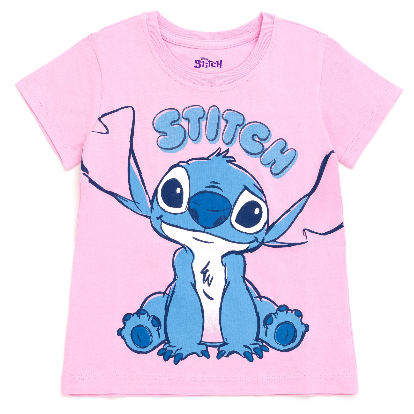 Disney Lilo & Stitch Big Girls' 2-Piece T-Shirt and Bike Shorts Set Stitch Pink Tie Dye