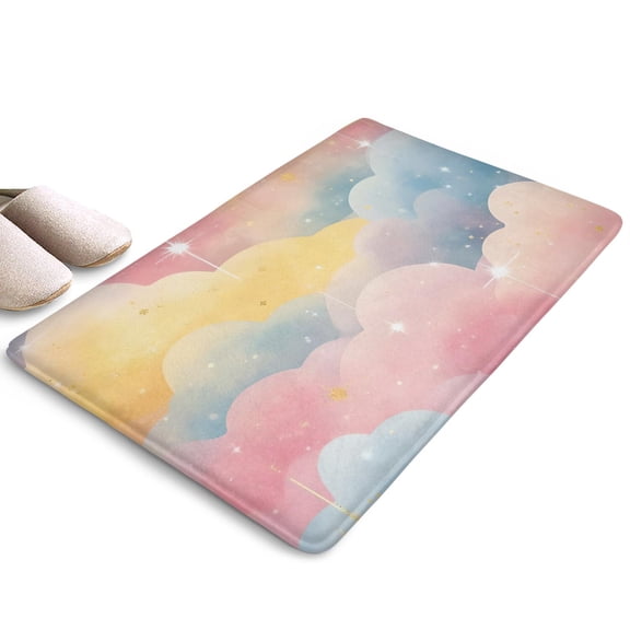 Pastel Cloud Starry Sky Flannel Non Slip Door Rugs,Washable Door Mats Indoor,Decorative Door Mats,Dirt-Resistant and Absorbent Doormat for Entrance,Bedroom,Kitchen,Bathroom,23.5x16in(60x40cm)