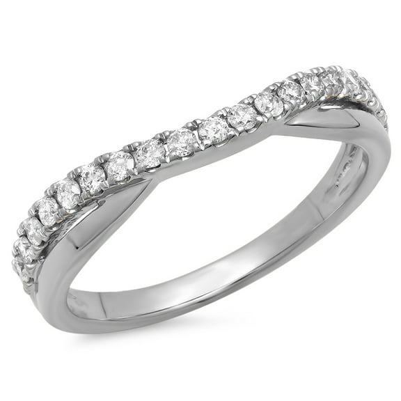 Dazzlingrock Collection 0.30 Carat (ctw) 18K Round Diamond Ladies Wedding Guard Contour Band 1/3 CT, White Gold, Size 7