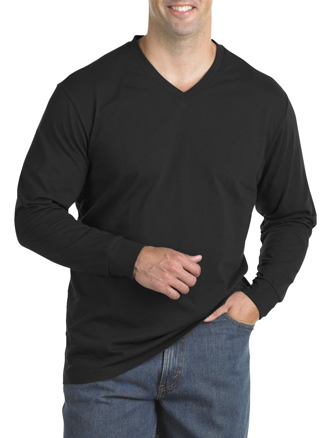 Harbor Bay by DXL Big and Tall Men's Wicking Jersey LongSleeve VNeck