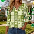 thumbnail image 2 of COMVALUE Saint Patricks Day for Women 2026 Lucky Shamrock 3/4 Sleeve Shirt Funny Irish Graphic Tee Spring Party Tops (Army Green, L), 2 of 9