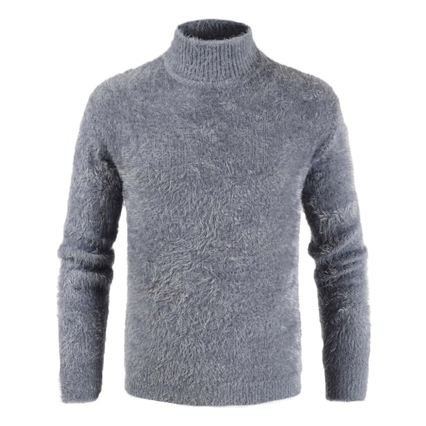 Hombres Casual Sólido Cuello Redondo Jersey Suéter de Manga Larga Slim Fit Bottoming Knit Top Suéter de Cuello Alto Pompotops oipoqjl39493