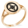 thumbnail image 1 of Stainless Steel Aztec Intelligence Rune Minimalist Oval Top Polished Statement Signet Ring, 1 of 1