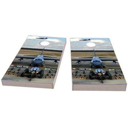 Skip's Garage B-52 Aircraft Artillery Solid Wood Cornhole Board Set
