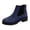 Blue, variant on Women's Chunky Low Heeled Short Ankle Boots Fall Winter Comfortable Suede Elastic Slip on Booties for Casual Outing Daily Wear Black Size 5.5