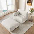 thumbnail image 4 of DREAMSIDEA Oversized Chaise Lounge with Ottoman for Living Room, Right Arm Corduroy Chaise Lounge Indoor Furniture,Beige, 4 of 7
