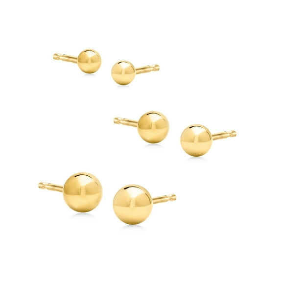Pure Collection by Ross-Simons 14kt Yellow Gold Jewelry Set: 3 Pairs Of 3-5mm Ball Stud Earrings, Women's, Adult