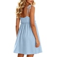 thumbnail image 4 of Bxsruta Women's Spaghetti Strap Tie Shoulder High Waist Babydoll Dress Casual Pull on A Line Sleeveless Mini Dress with Lace Trim for Summer Spring Comfy Daily Wear, 4 of 8