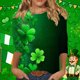 thumbnail image 1 of RKSTN St Patricks Day 3/4 Sleeve Tops for Women Oversized Crewneck St Paddy's Day Lucky Shamrocks Graphic Print T Shirt Womens Casual Solid Plus Size Round Neck Loose Three Quarter Sleeve Shirts, 1 of 6