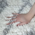 thumbnail image 5 of Diamond Lattice Plush Polypropylene Indoor Shag Area Rug with Fringe - 4' x 6’, Gray-Cream, 5 of 10