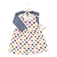 thumbnail image 2 of Hudson Baby Infant and Toddler Girls Cotton Dress and Cardigan Set, Indigo Hearts, 0-3 Months, 2 of 5
