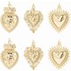 thumbnail image 1 of 1 caja de 6 dijes de corazón sagrado de latón chapado en oro real de 18 quilates con forma de amor gótico mexicano para hacer collares, pulseras y joyas., 1 of 6