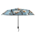thumbnail image 3 of Cotton Tree Oil Painting All Weather Umbrella Triple Folding Parasol 6 Ribs UV Protection Portable, 3 of 8