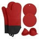 thumbnail image 1 of Guantes de microondas Cocina Hornear Cocinar Ollas Titulares Silicona Algodón Aislamiento térmico Tapetes de mesa, Rojo 6 piezas Noticed HA005330-02, 1 of 7