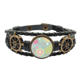thumbnail image 1 of Hojas verdes flor planta pintura Pulsera marina tejida en cuero, 1 of 4