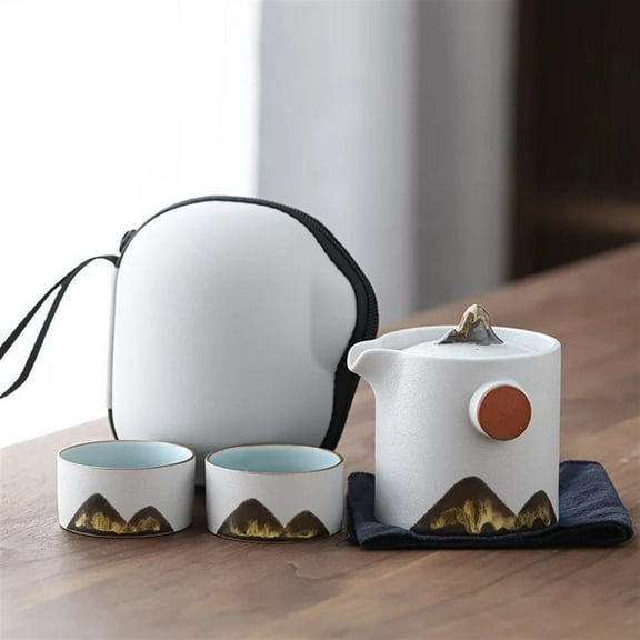 One Pot And Two Cups Portable Outdoor Travel Tea Set Teaware Sets Ceramic Kung Fu Tea Set Stoneware Teapot Teacup