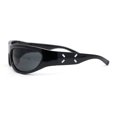thumbnail image 3 of Classic 90s Style Sport Oval Round Plastic Sunglasses All Black, 3 of 4